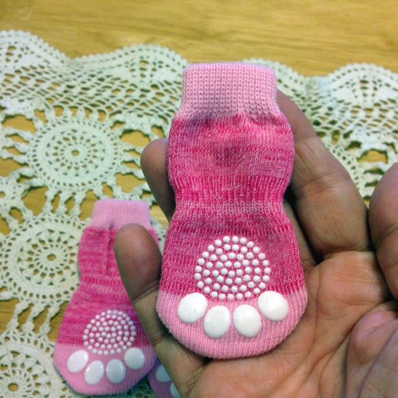 Non-Slip Dog Boots for itty bitty doggies, pink - Picture 3 of 6